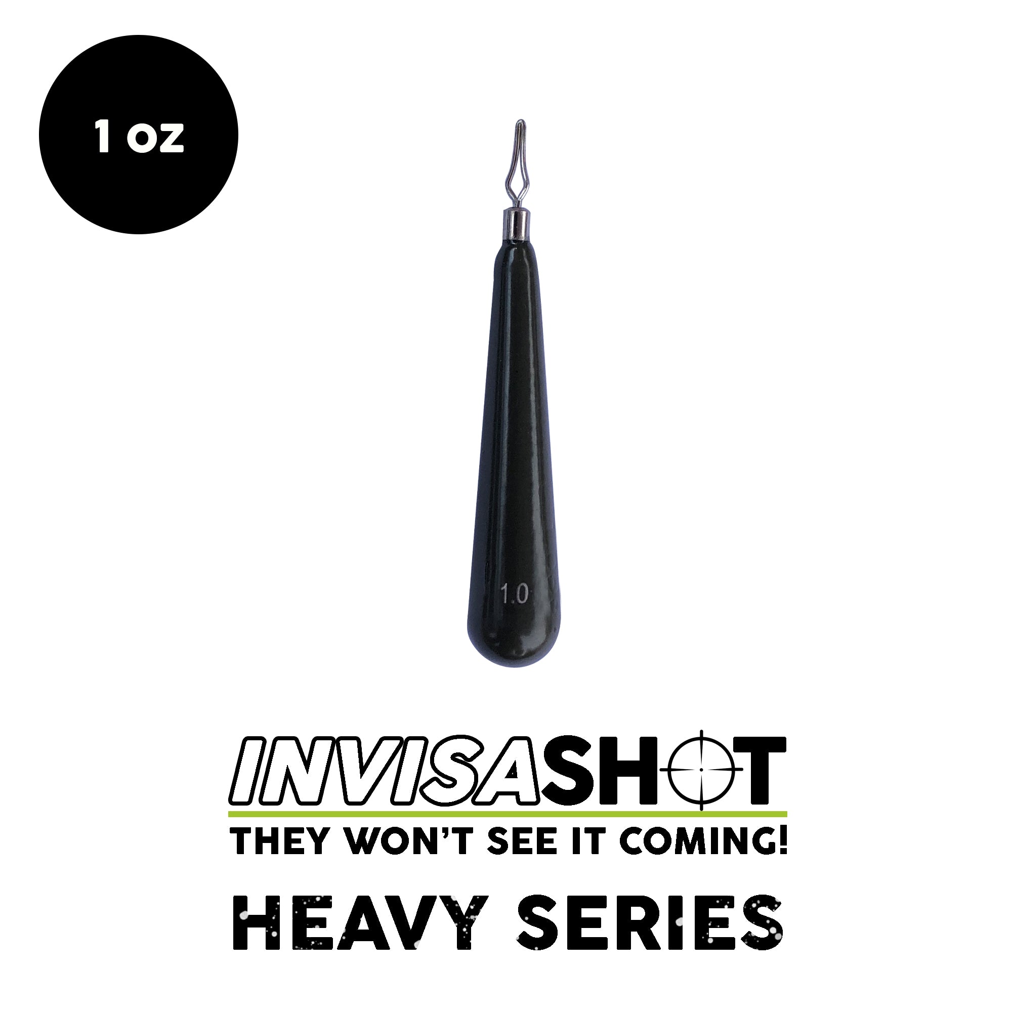 WOO! TUNGSTEN, 1 oz HEAVY SERIES INVISASHOT Tungsten Drop Shot Gewicht - Clip On (1 Pack)