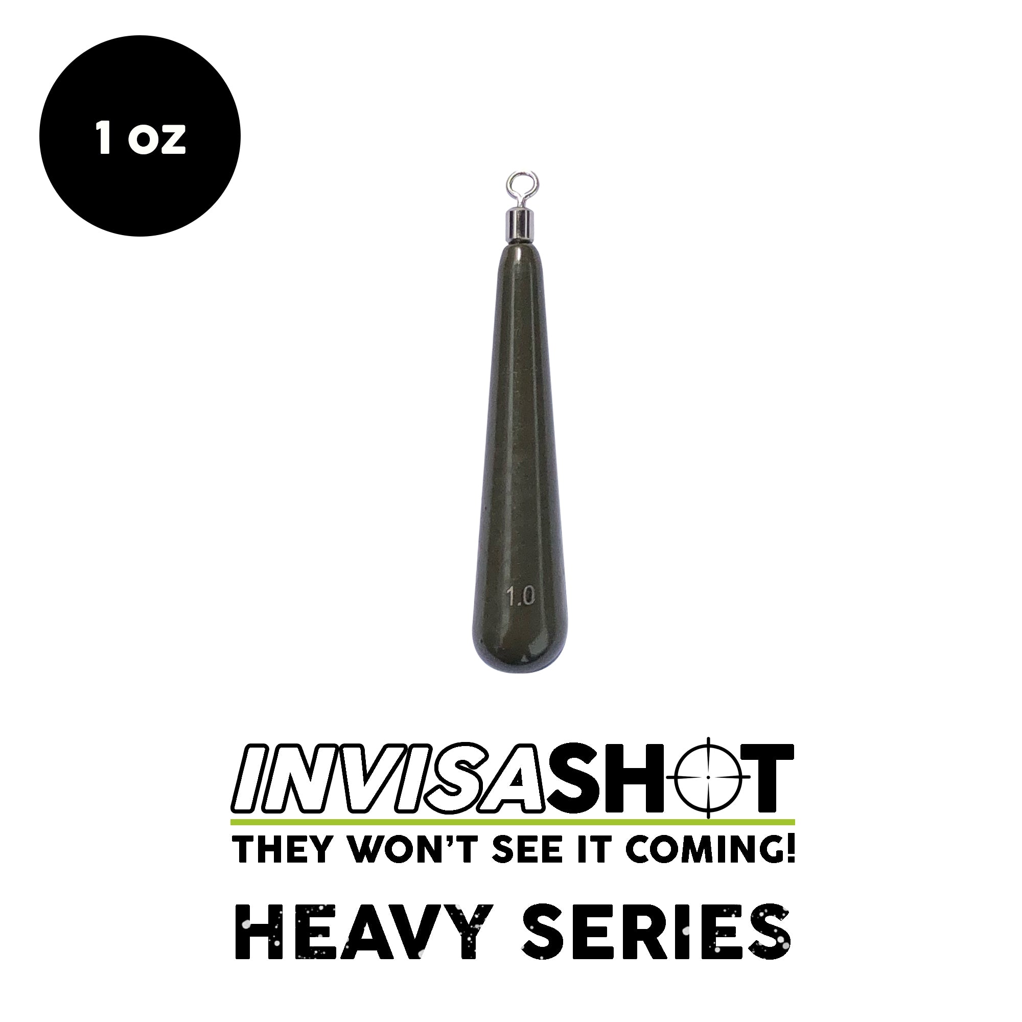 WOO! TUNGSTEN, 1 oz HEAVY SERIES INVISASHOT Tungsten Drop Shot Gewicht - Closed Eye (1 Packung)