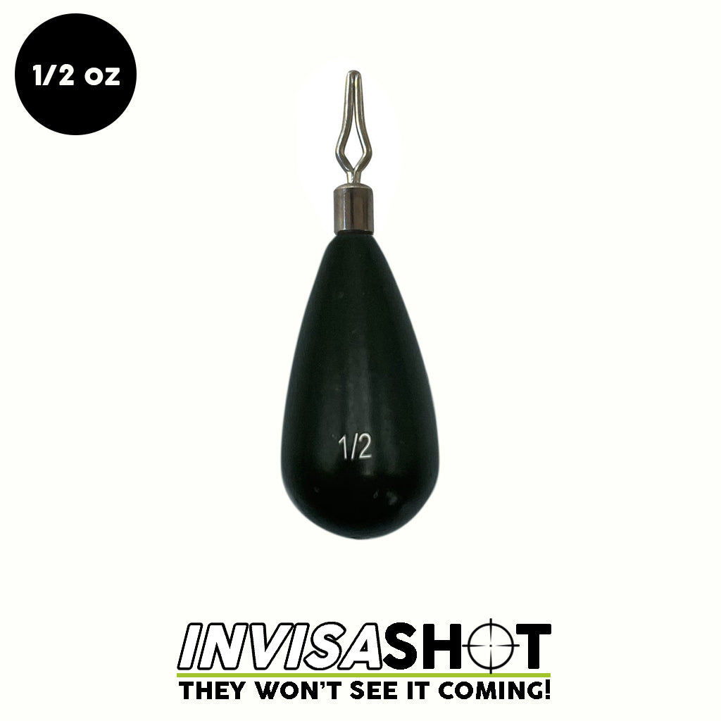 WOO! TUNGSTEN, 1/2 oz Green Pumpkin INVISASHOT Tungsten Drop Shot Weight - Tear Drop (2er-Pack)