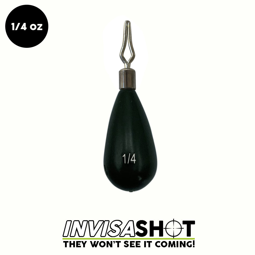 WOO! TUNGSTEN, 1/4 oz Green Pumpkin INVISASHOT Tungsten Drop Schussgewicht - Tear Drop (3er Pack)