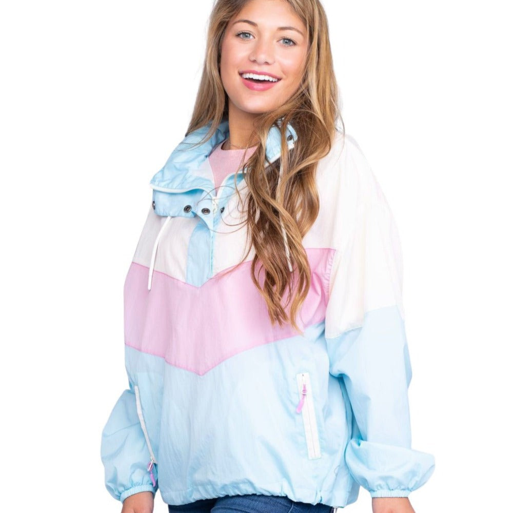 Southern Shirt Co., Southern Shirt Co. Kelly Colorblock Windbreaker für Frauen